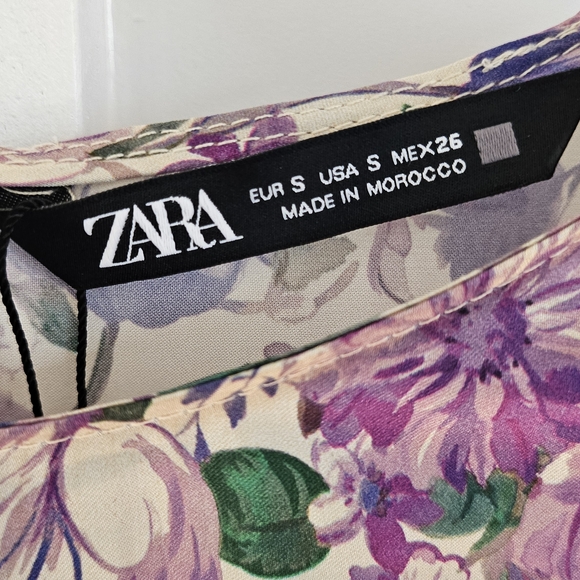 Zara Floral Long Sleeve Dress in Purple and Green - Picture 7 of 7